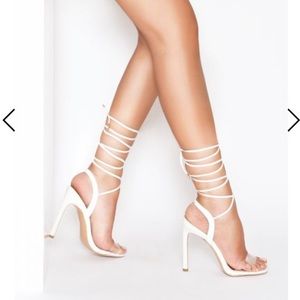 Simmi Ella white clear lace up heel